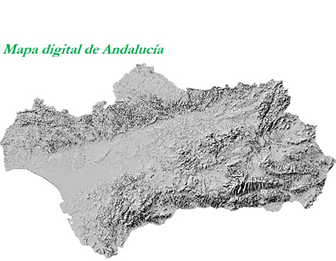 mapa de Andalucía en relieve