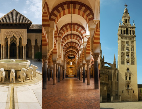 La Alhambra, la Mezquita y la Giralda en otoño